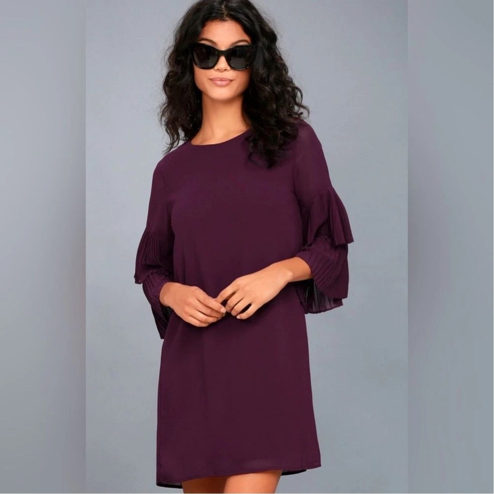 Lulus Move and Shake Plum Purple Shift Dress Size Small